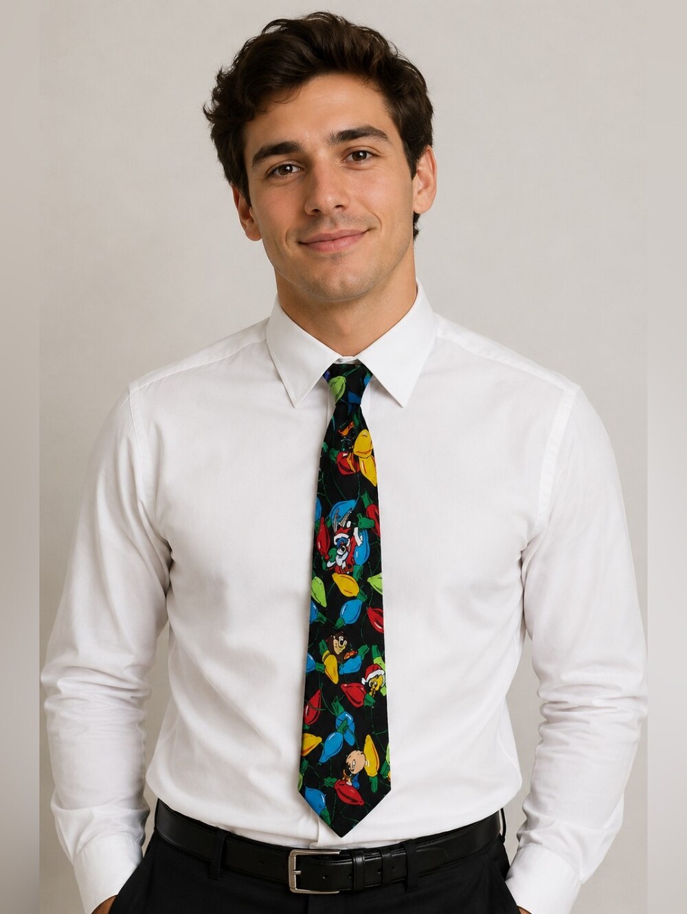 Looney Tunes Vintage 1995 Holiday Mens Tie EUC Cartoon Collectible Business EUC